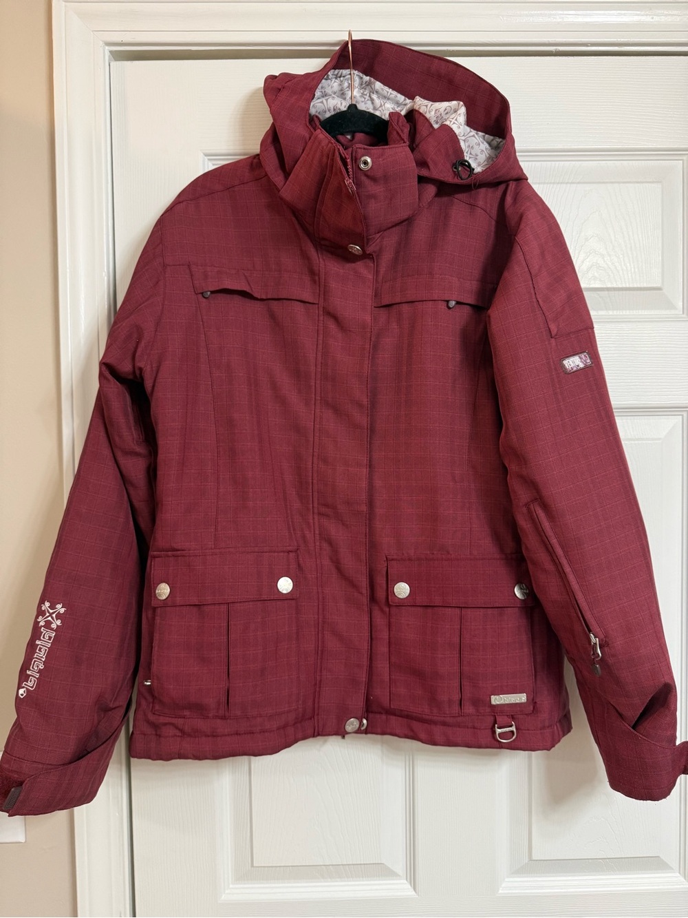 Women's Ski Jacket in Deep Burgundy with Hood